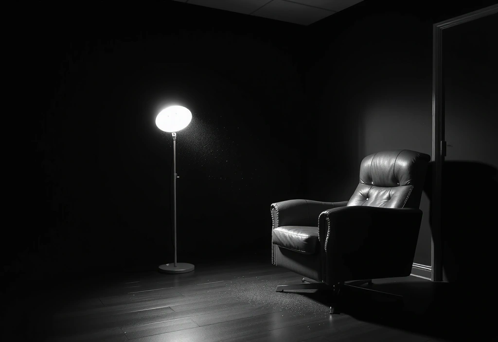 Prazna fotelja u tihoj sobi